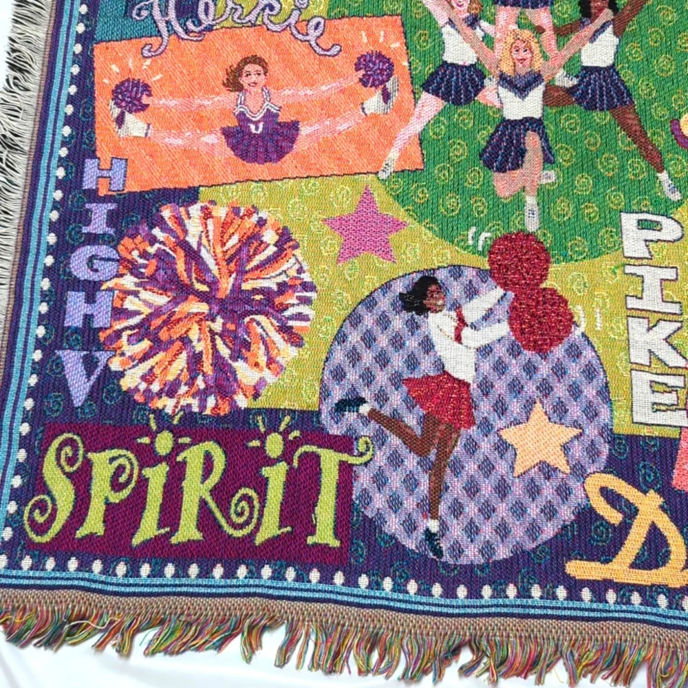 Cheerleader Tapestry Throw Blanket With Fringe 46